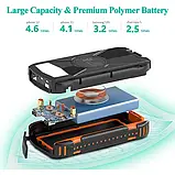 Портативний зарядний Power Bank Solar with LED light 20000mAh PN-W20S IPX4 2xUSB/Type-C 18W/3A PD/QC Qi, фото 3