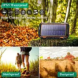 Портативний зарядний Power Bank Solar with LED light 20000mAh PN-W20S IPX4 2xUSB/Type-C 18W/3A PD/QC Qi, фото 6