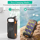 Портативний зарядний Power Bank Solar with LED light 20000mAh PN-W20S IPX4 2xUSB/Type-C 18W/3A PD/QC Qi, фото 7