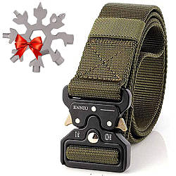 Тактичний ремінь Tactical Belt + Подарунок Мультитул Сніжинка / Армійський ремінь з пряжкою Cobra 125 см