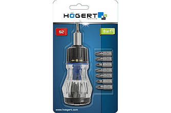 Отвертка с реверсивной рукояткой и сменными насадками 8 пр.