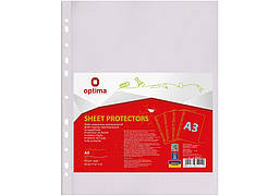 Файл для документів А3 Optima, 40 мкм, вертикальний, фактура "глянець" (50 шт/уп) О35111