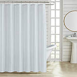 Шторка для ванної з Поліестеру Біла Смугаста ZERIX 01 180x180, фото 2