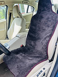 Накидка на автомобільне сидіння з овечої шерсті з підголовником коричневий колір