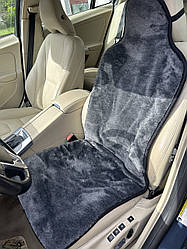 Накидка на автомобільне сидіння з овечої шерсті з підголовником сірий колір
