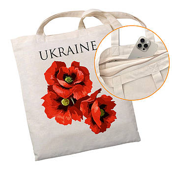 Екошопер на блискавці Bookopt Ukraine - Червоні маки (BK4053)