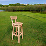 Високий стілець табурет Дублін зі спинкою з дерева для барів кафе балконів власне виробництво 75 см, фото 6