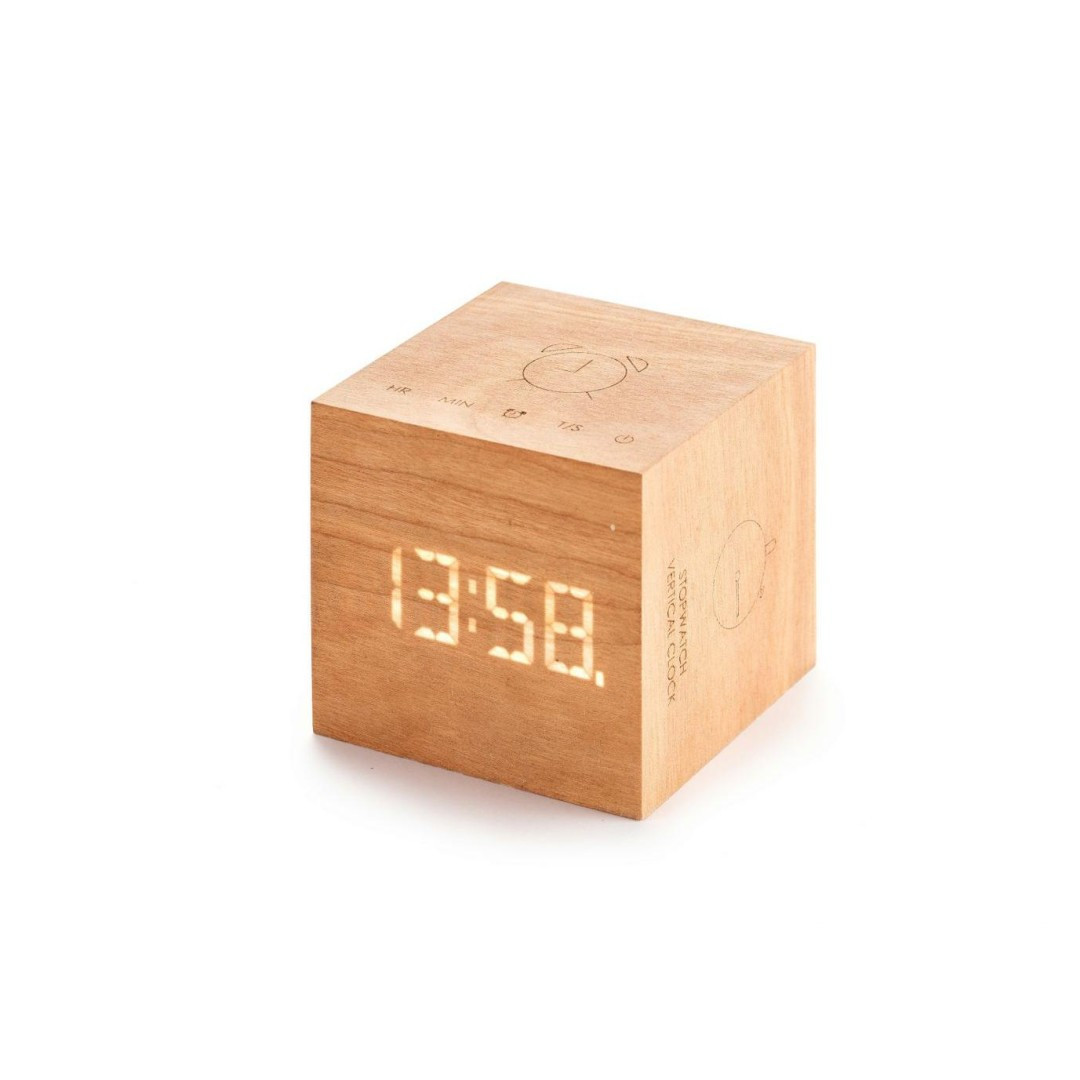 Будильник на акумуляторі Cube Gingko (Англія), дерево вишня