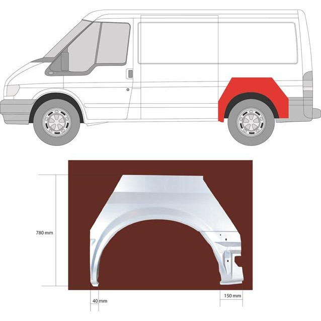 Рем заднього крила FORD TRANSIT (00-г.) коротка база (коса) лівого (вир-во KLOKKERHOLM)