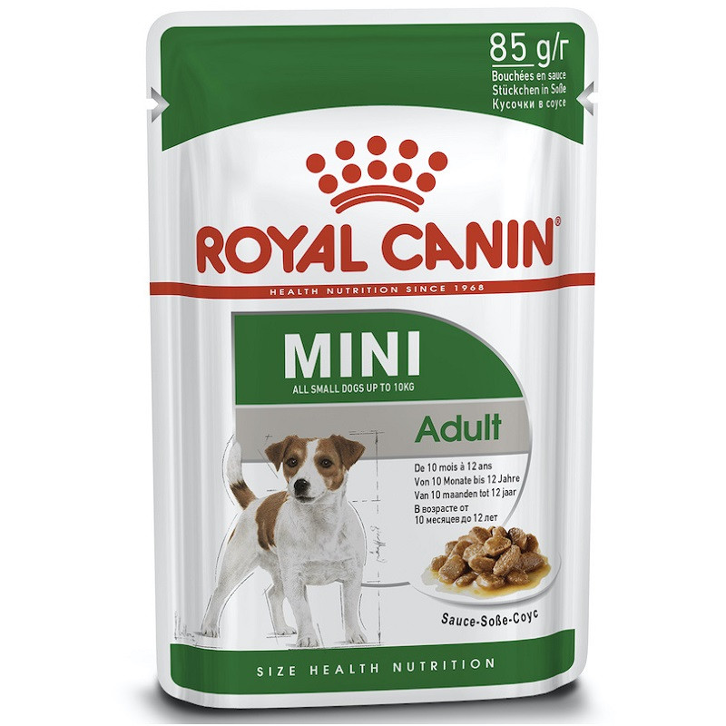 Корм для собак дрібних порід Mini Adult шматочки в соусі 85 г Royal Canin, фото 1