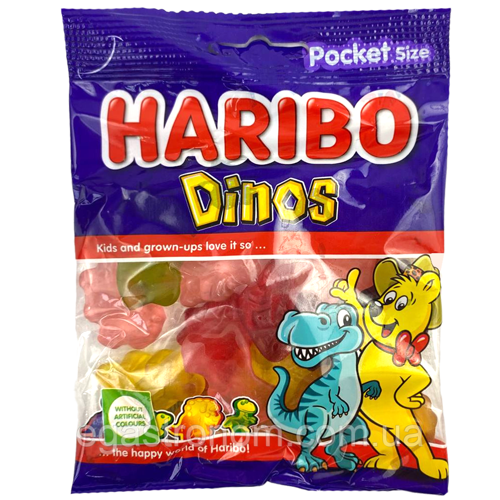 Желейки динозаври Харібо Haribo dinos 100g 30шт/ящ (Код: 00-00016519)