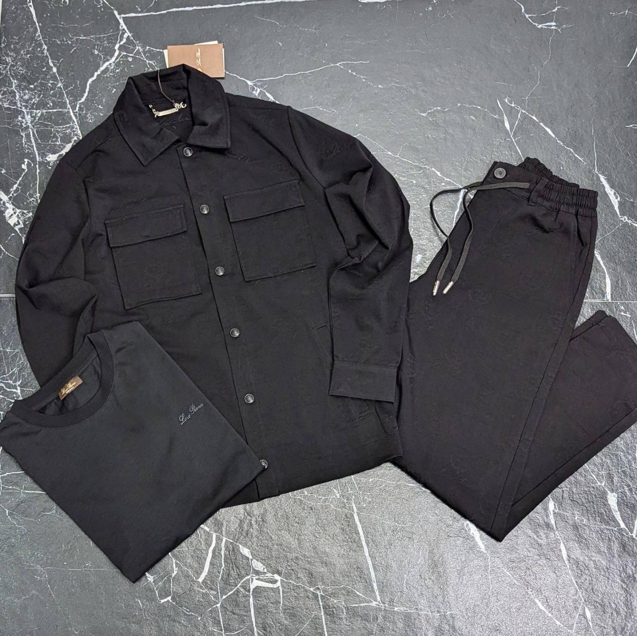 Чоловічий костюм і футболка Loro Piana CK7468 чорний S, М, фото 1