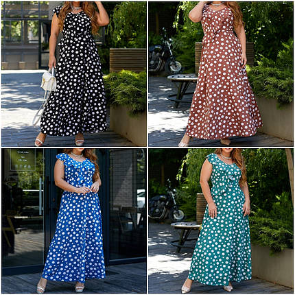 Літнє красиве плаття з короткими рукавами із софту розміри батал, фото 1