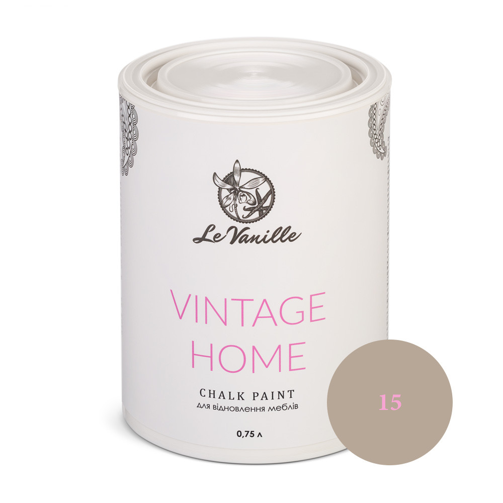 Крейдяна фарба Le Vanille Vintage Home chalk paint 0,75 л, Попелястий (Колір 15)
