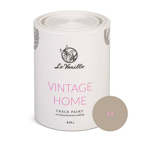 Крейдяна фарба Le Vanille Vintage Home chalk paint 0,75 л, Попелястий (Колір 15), фото 1