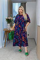 Літнє красиве плаття з короткими рукавами із софту розміри батал, фото 5