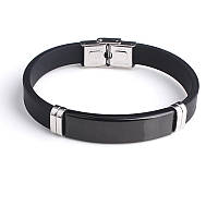 Браслет чорний з гравіюванням на подарунок, каучук. Індивідуальне гравіювання на браслеті