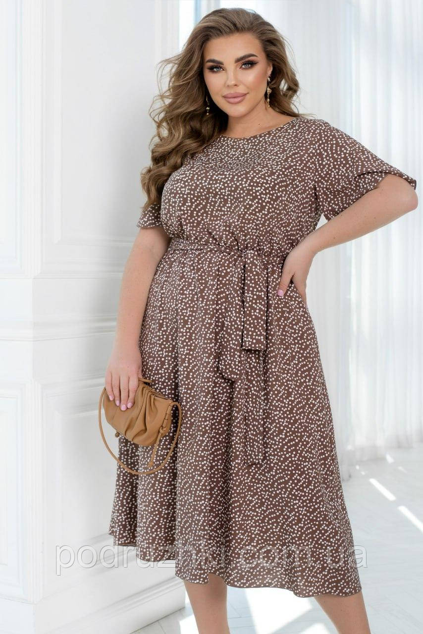 Легка повсякденна сукня міді довжини Тканина софт Розміри 46-48,50-52,54-56,58-60,62-64,66-68, фото 1