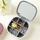 Шкатулка для прикрас із дзеркалом, 10х10х3см, Сіра / Органайзер для біжутерії / Міні шкатулка для біжутерії, фото 2