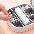 Шкатулка для прикрас із дзеркалом, 10х10х3см, Сіра / Органайзер для біжутерії / Міні шкатулка для біжутерії, фото 4