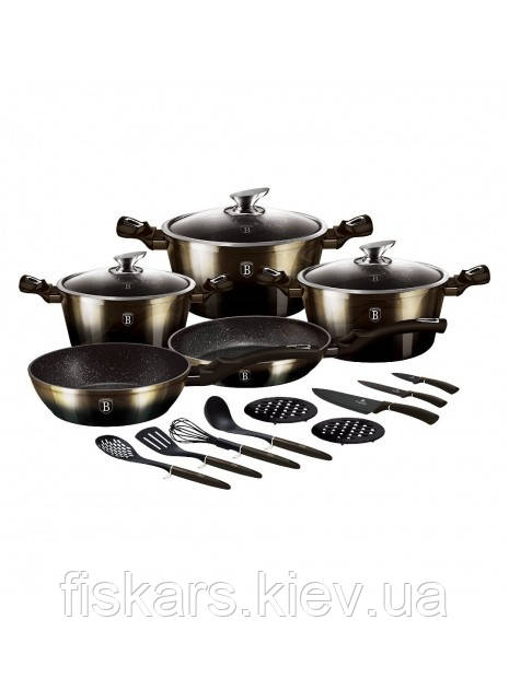 Набір посуду 17 предметів Berlinger Haus Metallic Line Shiny Black Edition (BH-7146)