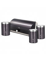 Набір хлібниця з трьома ємностями для зберігання продуктів Berlinger Haus Metallic Line Carbon Pro Edition