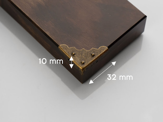 Кутник металевий. Колір "стара латунь". 32х32х10мм, фото 1