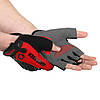 Рукавички для фітнесу HARD TOUCH FG-9525 (PVC, PL, відкриті пальці, р-р M, чорний-червоний), фото 2