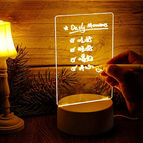 Нічник 3D світильник планер з маркером Світлодіодна LED дошка для записів та малювання з підсвічуванням