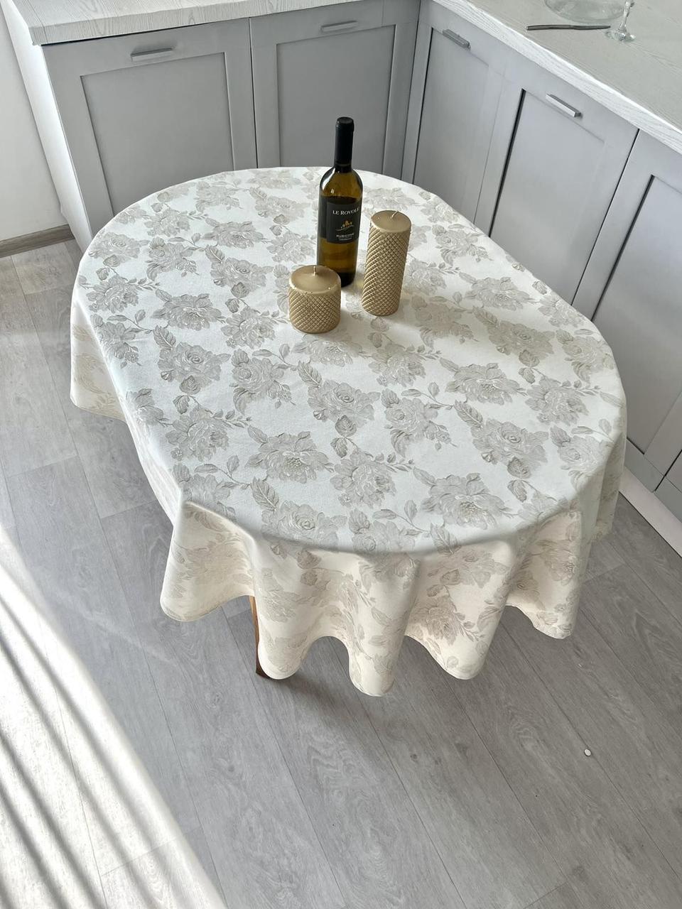 Скатертина на овальний стіл водовідштовхуюча з тефлоновим покриттям 137х180 см., фото 1