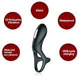 Ерекційне кільце з вібрацією, кліторальним відростком та акумулятором ClitoralRing, фото 3