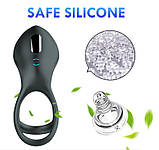 Ерекційне кільце з вібрацією, кліторальним відростком та акумулятором ClitoralRing, фото 4