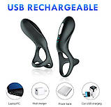 Ерекційне кільце з вібрацією, кліторальним відростком та акумулятором ClitoralRing, фото 9