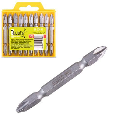 Alloid. Набор бит магнитных двухсторонних для шуруповерта PH2  65мм, S2 (10шт), фото 1