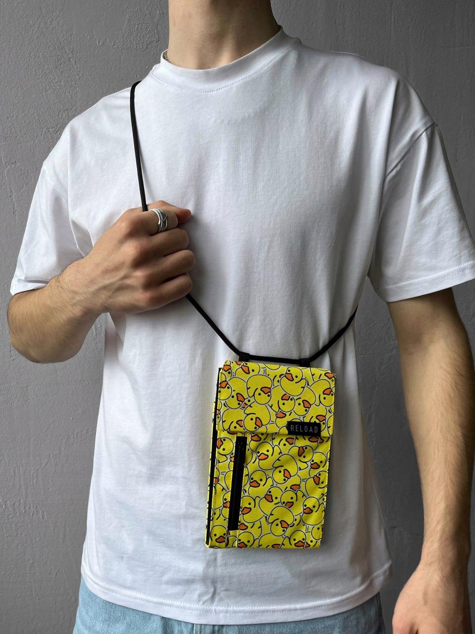 Сумка-гаманець через плече на тонкому ремені чоловіча жіноча ducks жовта, фото 1