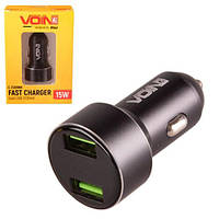 Автомобільний зарядний пристрій VOIN C-31209BK, 2 USB (12/24V — 5V 3,1 A) + вольтметр