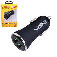 Автомобільний зарядний пристрій VOIN, 2 USB QC3.0 36 W 12/24 V (3.6-6.5 V * 3 A,6.5-9V * 2 A,9V-12V*1.5A)