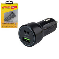 Автомобільний зарядний пристрій VOIN 51W, 1 USB QC 3.0 18 W + 1PD 33 W, 12/24 V