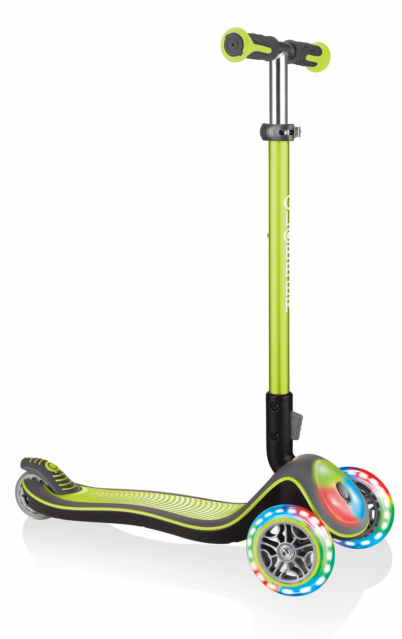 Самокат Globber Elite зелений з сірим колеса та панель з підсвічуванням до 50кг 3 колеса (449-106-3)