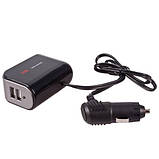 Розгалужувач прикурювача VOIN 2 виходи + 2 USB 2100mA 12/24V SC-2069, фото 3