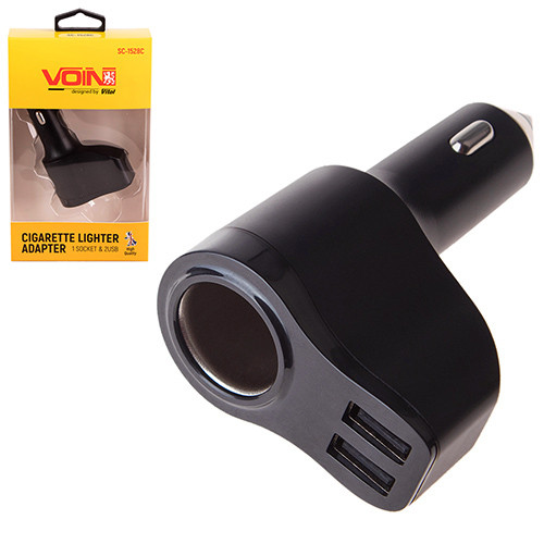 Разветвитель прикуривателя VOIN 1 выход + 2USB 2400mA 12/24V SC-1528С, фото 1