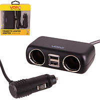 Разветвитель прикуривателя VOIN 2 выхода + 2USB 2400mA 12/24V SC-2004L провод