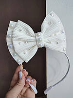 Большой Бант на обручі Шампань 290 грн Ободок с бантом Великий бант для волос Ободок для дівчинки подарок