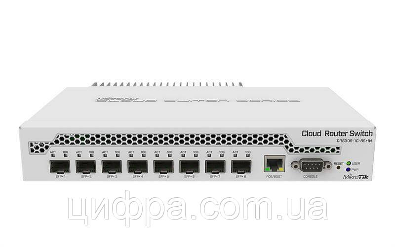 Комутатор MikroTik CRS309-1G-8S+IN (8xSFP+, 1хGE PoE In managment, RS232, L3)