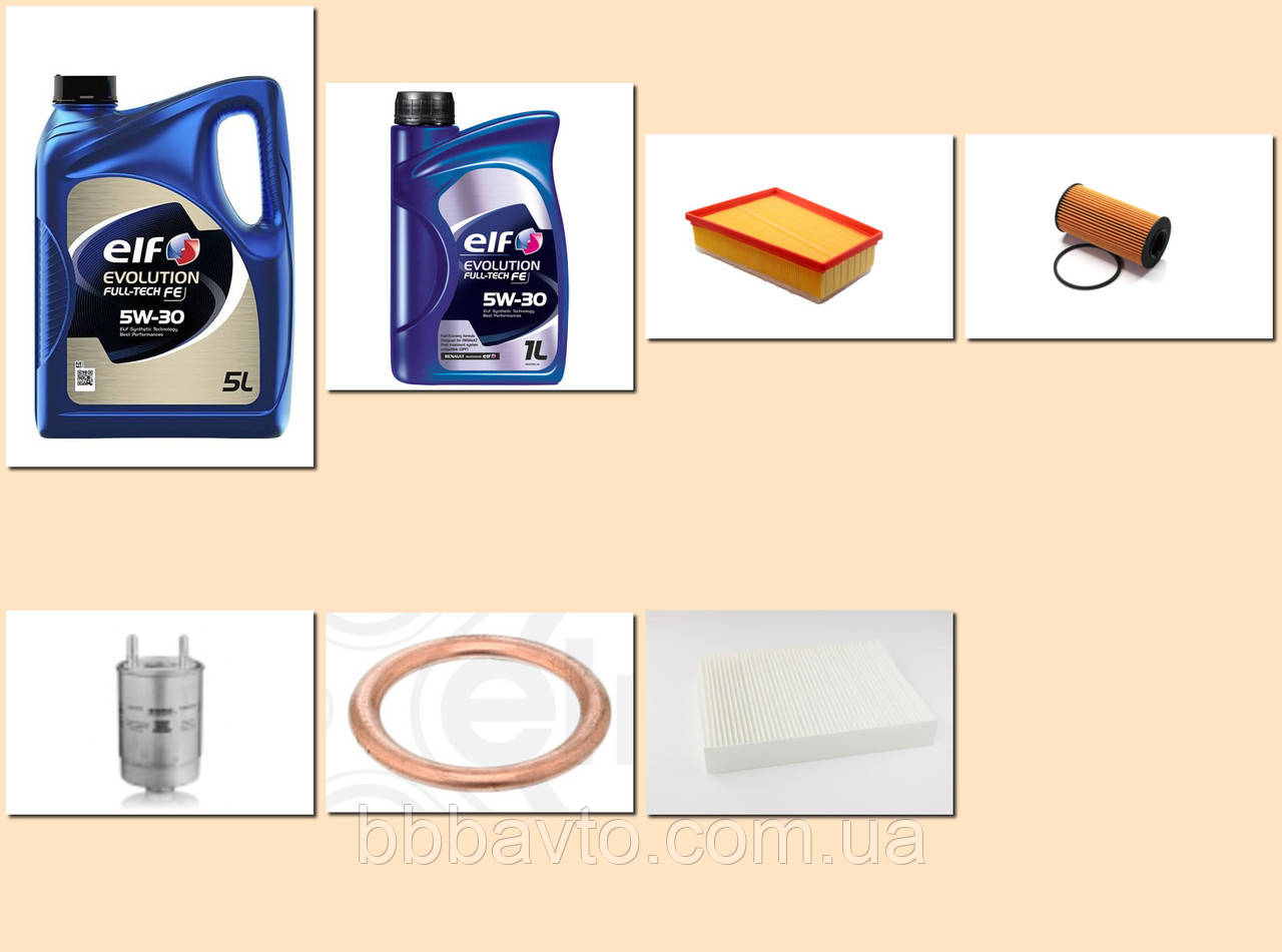 Набір фільтрів та оливи для ТО RENAULT Scénic III, 1.6 dCi -2009—2015-, фото 1