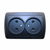 Розетка подвійна без заземлення 16 Аcura Графіт