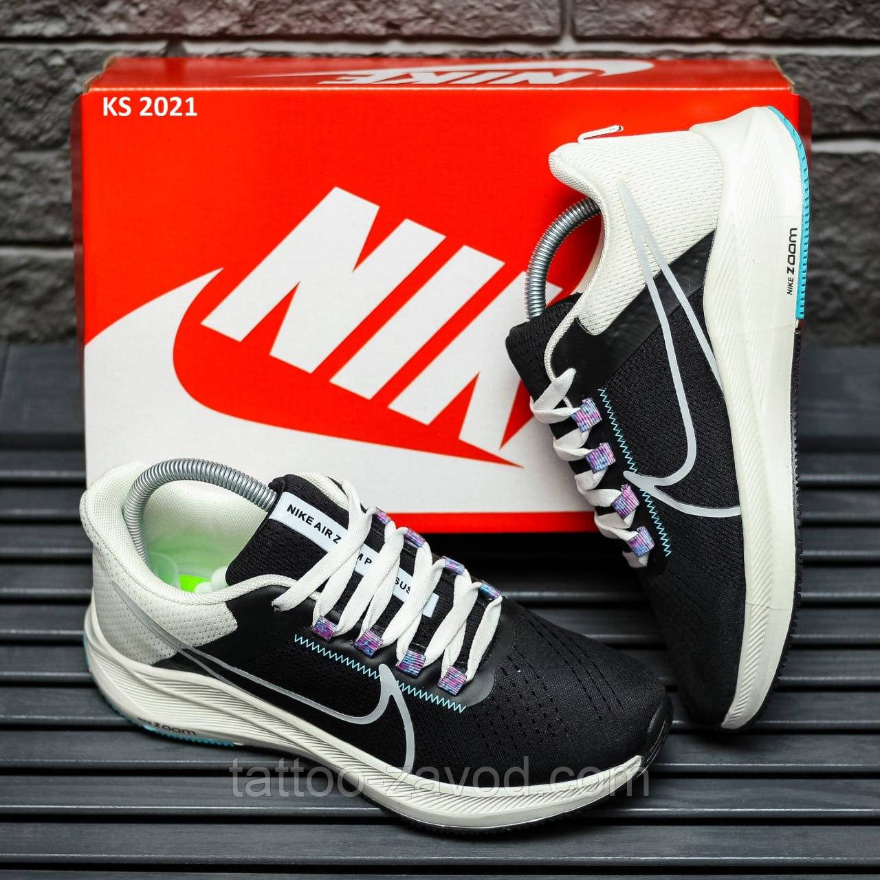 Кросівки чоловічі чорні з білою сітка 45 Nike Zoom Black White, фото 1