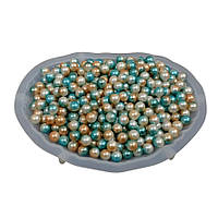 Намистини 8 мм блакитно-коричневі 100 грам намистини без отвору для рукоділля