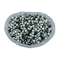 Намистини 8 мм чорно-перламутрові 100 г намистини без отвору для рукоділля