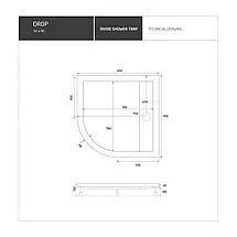 Душовий піддон Shower DROP DR0-8009 90х90х15 см напівкруглий акриловий з трапом, фото 3